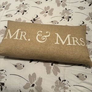 Duck feathered Mr & Mrs decorative pillow